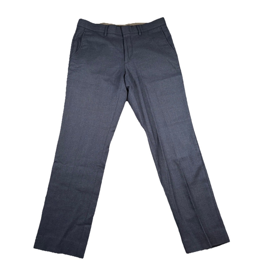 J Crew Bowery Brushed Wool Dress Pant Men's Slim 30x32 Navy Blue
